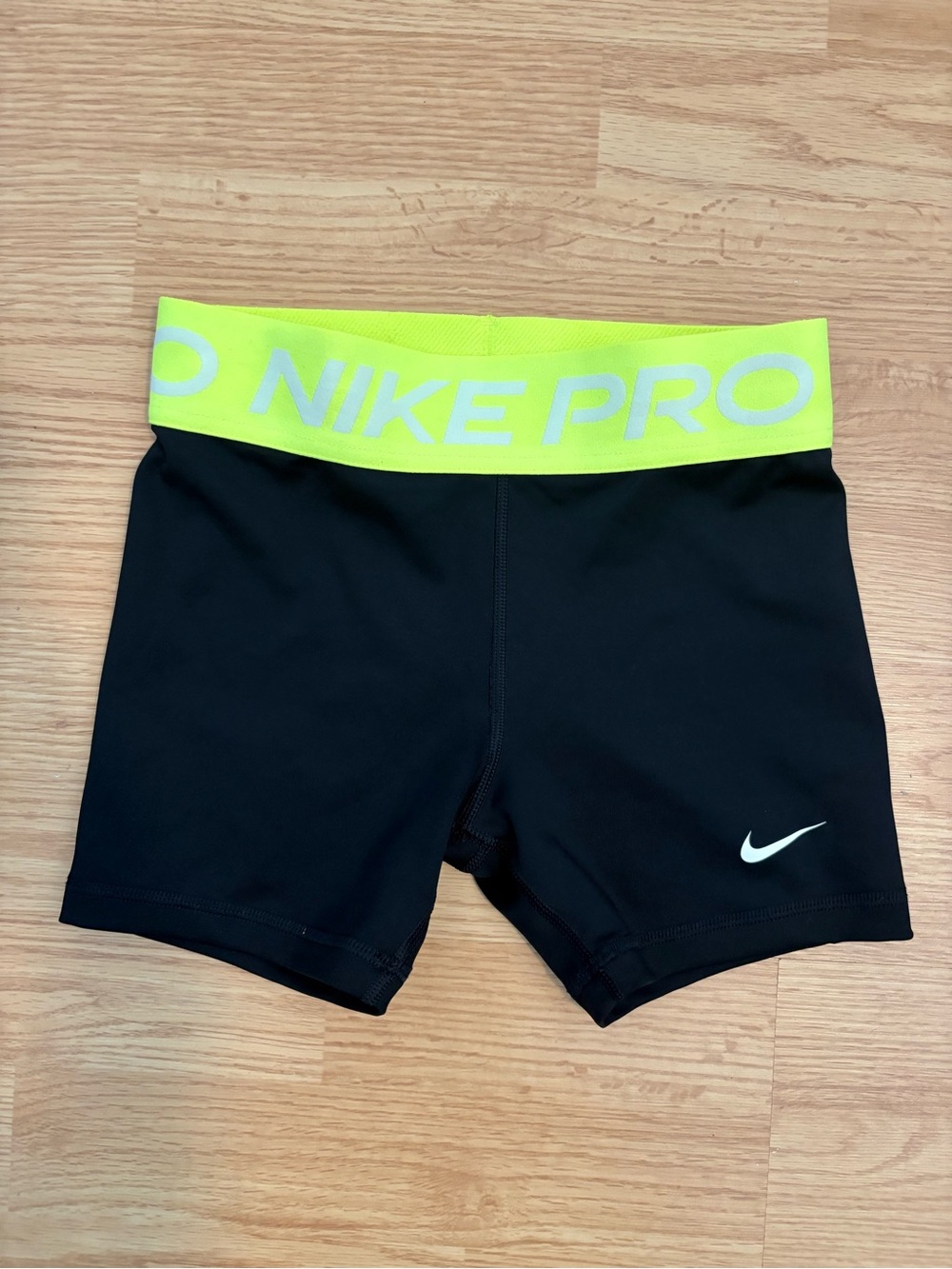 Nike Kids Black Shorts with Neon Yellow Waistband